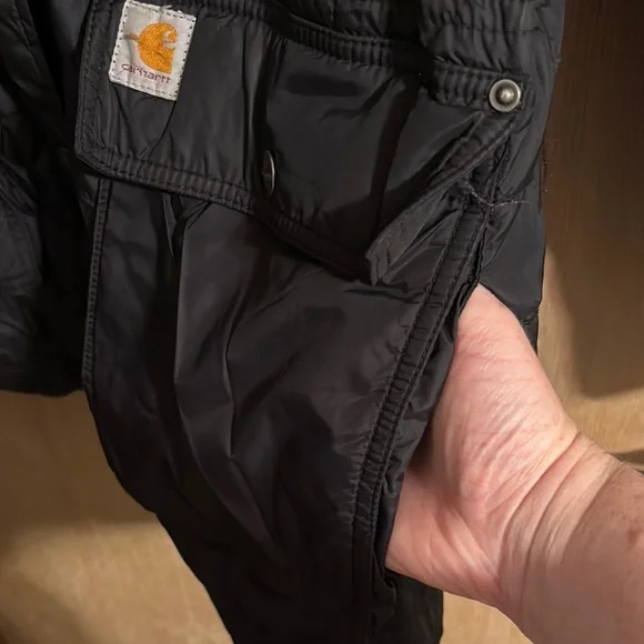 Women’s Carhartt Black Puffer Rain Jacket with Hood Weather-Resistant - Picture 5 of 7